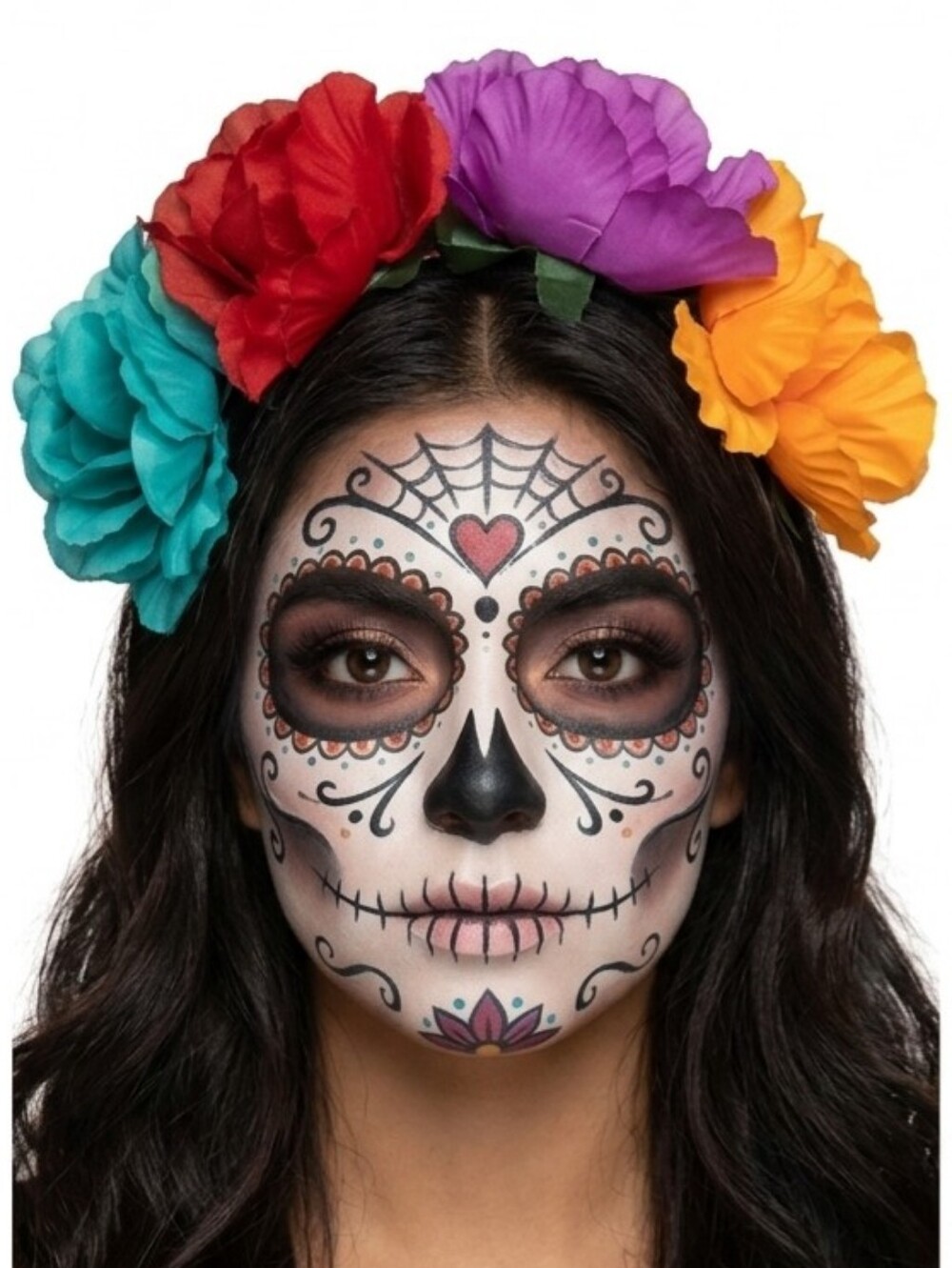 🍎Nwt Day of the Dead Floral Crown Headband Skull Motif Roses Día de los Muertos